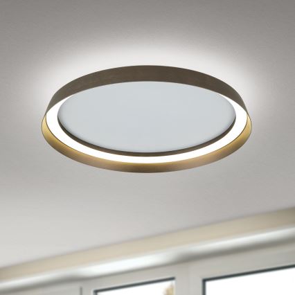 Iluminação de teto LED com regulação MANTA LED/38W/230V 2700/3000/4000K diâmetro 45 cm castanho