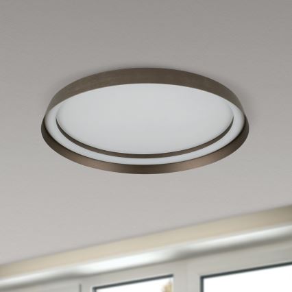 Iluminação de teto LED com regulação MANTA LED/38W/230V 2700/3000/4000K diâmetro 45 cm castanho