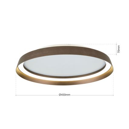 Iluminação de teto LED com regulação MANTA LED/38W/230V 2700/3000/4000K diâmetro 45 cm castanho