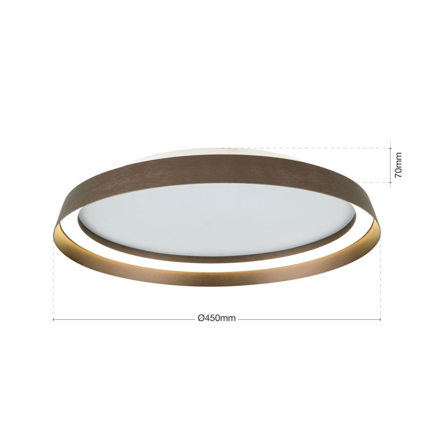 Iluminação de teto LED com regulação MANTA LED/38W/230V 2700/3000/4000K diâmetro 45 cm castanho
