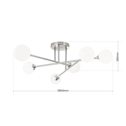 Candeeiro integrado SNOWWHITE 6xG9/20W/230V diâmetro 84 cm cromado mate