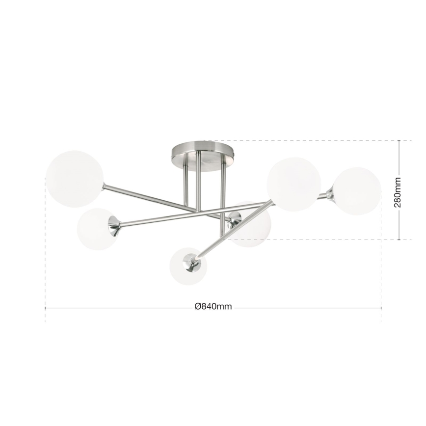 Candeeiro integrado SNOWWHITE 6xG9/20W/230V diâmetro 84 cm cromado mate