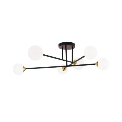 Candeeiro integrado SNOWWHITE 6xG9/20W/230V diâmetro 84 cm preto/dourado