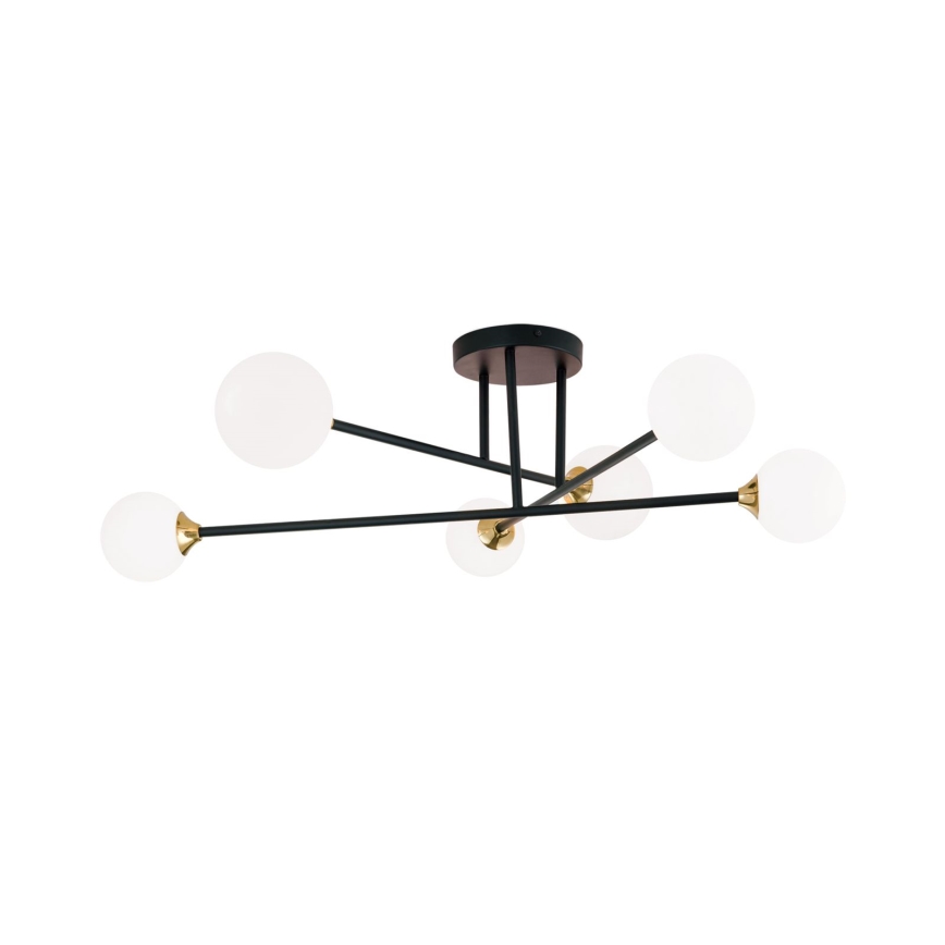 Candeeiro integrado SNOWWHITE 6xG9/20W/230V diâmetro 84 cm preto/dourado