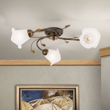 Candeeiro integrado SISI 3xE14/40W/230V diâmetro 60 cm bronze/pátina