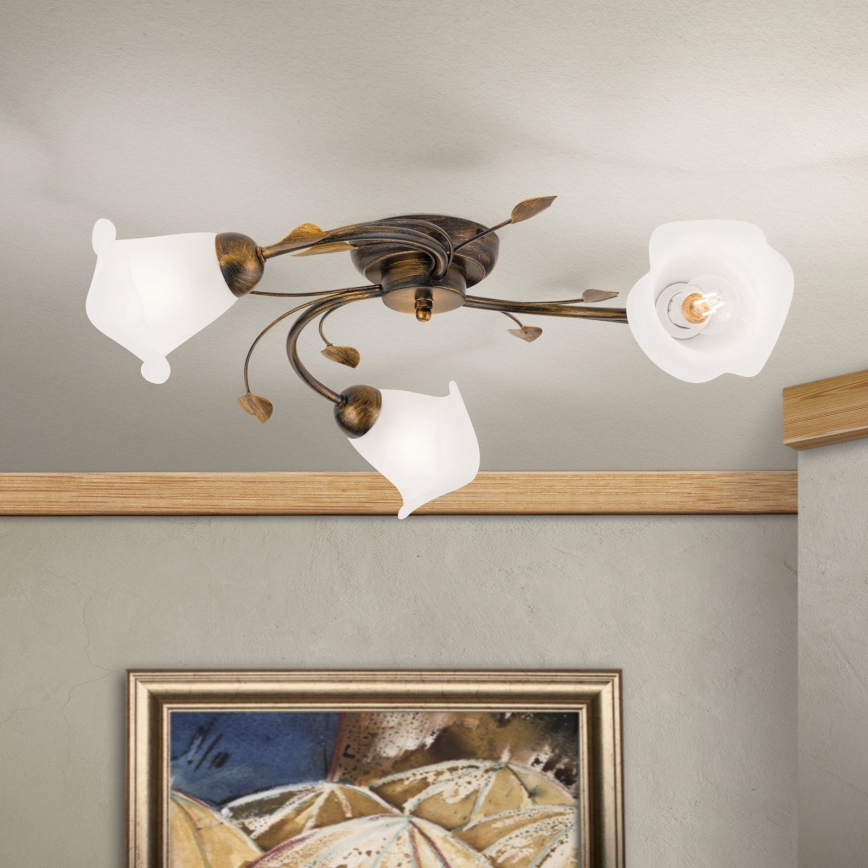 Candeeiro integrado SISI 3xE14/40W/230V diâmetro 60 cm bronze/pátina