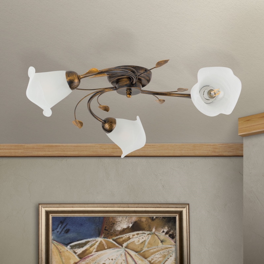 Candeeiro integrado SISI 3xE14/40W/230V diâmetro 60 cm bronze/pátina