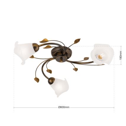 Candeeiro integrado SISI 3xE14/40W/230V diâmetro 60 cm bronze/pátina