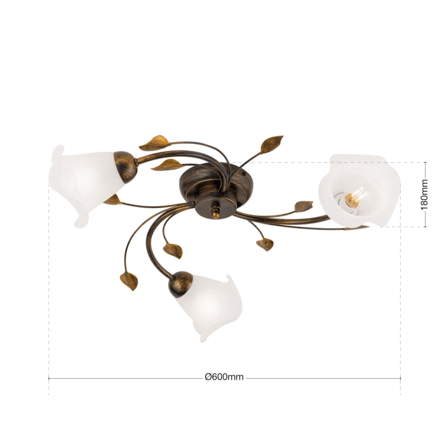 Candeeiro integrado SISI 3xE14/40W/230V diâmetro 60 cm bronze/pátina