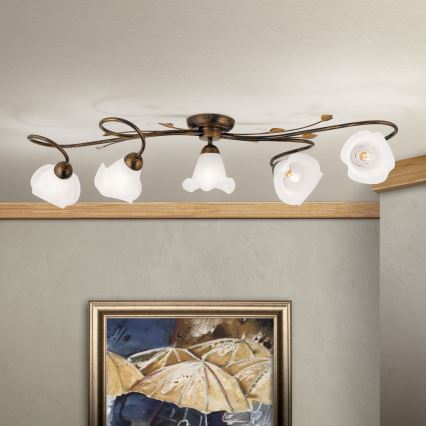 Candeeiro integrado SISI 5xE14/40W/230V bronze/pátina