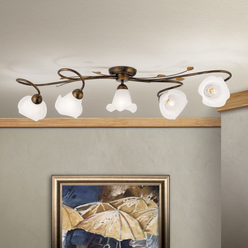 Candeeiro integrado SISI 5xE14/40W/230V bronze/pátina