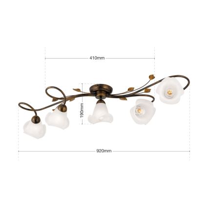 Candeeiro integrado SISI 5xE14/40W/230V bronze/pátina
