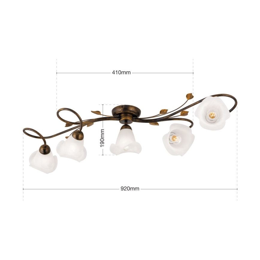 Candeeiro integrado SISI 5xE14/40W/230V bronze/pátina