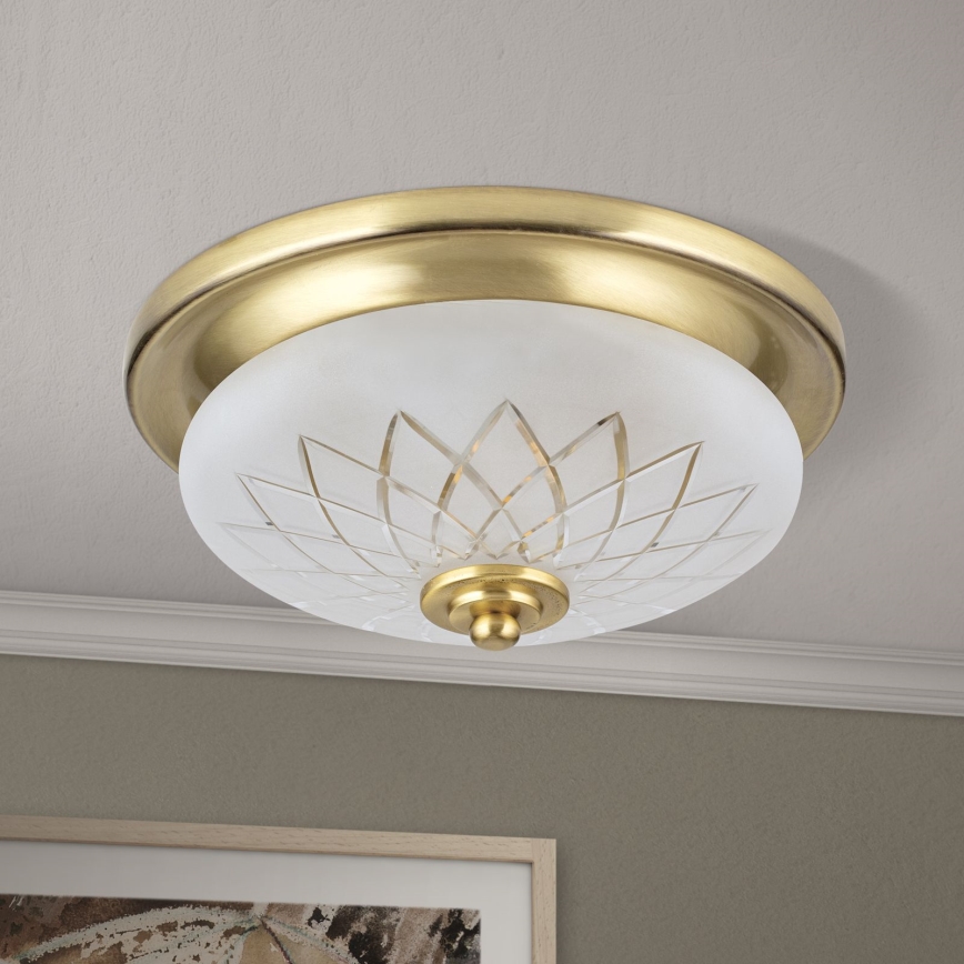 Iluminação de teto PORTO 1xE27/40W/230V diâmetro 26 cm dourado