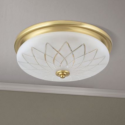 Iluminação de teto PORTO 2xE27/40W/230V diâmetro 37 cm dourado