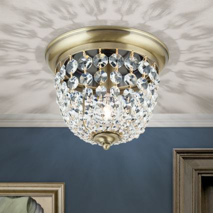 Iluminação de teto de cristal PLAFOND 1xE27/40W/230V diâmetro 26 cm bronze