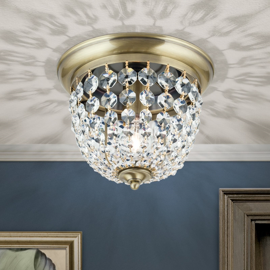 Iluminação de teto de cristal PLAFOND 1xE27/40W/230V diâmetro 26 cm bronze