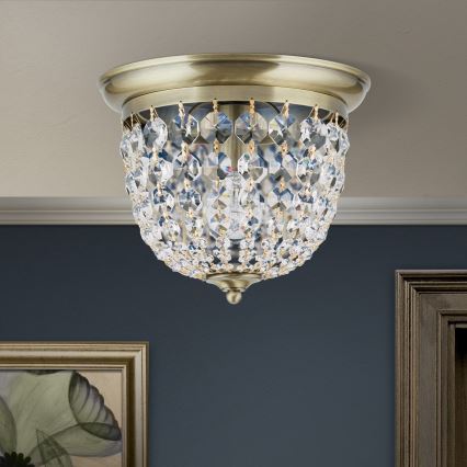 Iluminação de teto de cristal PLAFOND 1xE27/40W/230V diâmetro 26 cm bronze