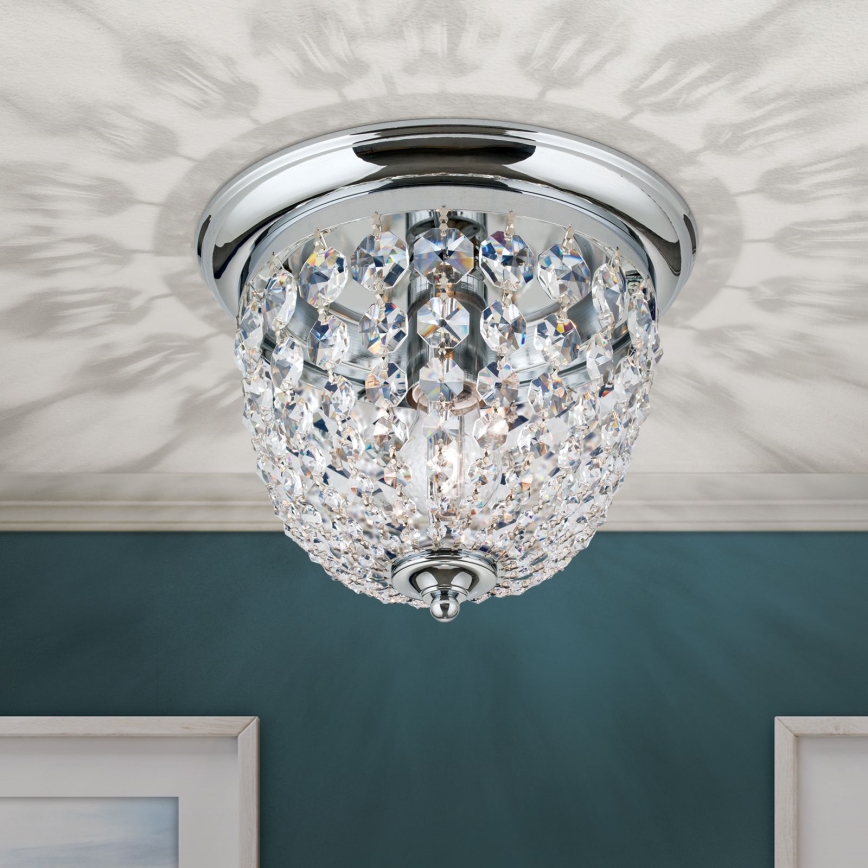 Iluminação de teto de cristal PLAFOND 1xE27/40W/230V diâmetro 26 cm cromado brilhante