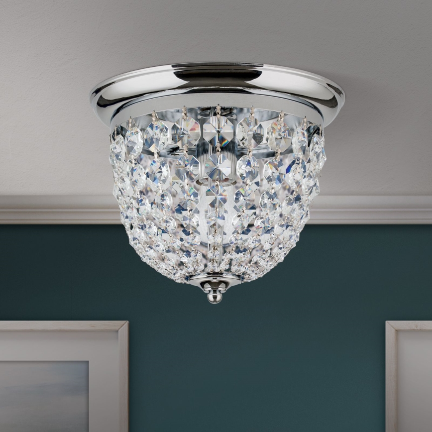 Iluminação de teto de cristal PLAFOND 1xE27/40W/230V diâmetro 26 cm cromado brilhante