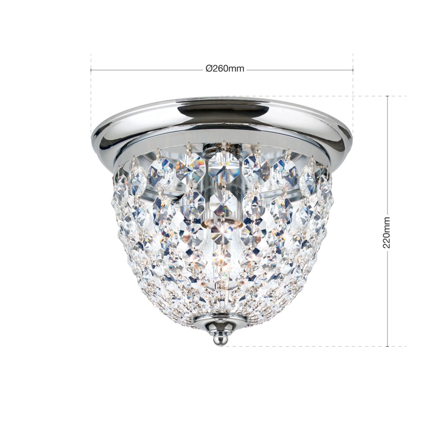 Iluminação de teto de cristal PLAFOND 1xE27/40W/230V diâmetro 26 cm cromado brilhante