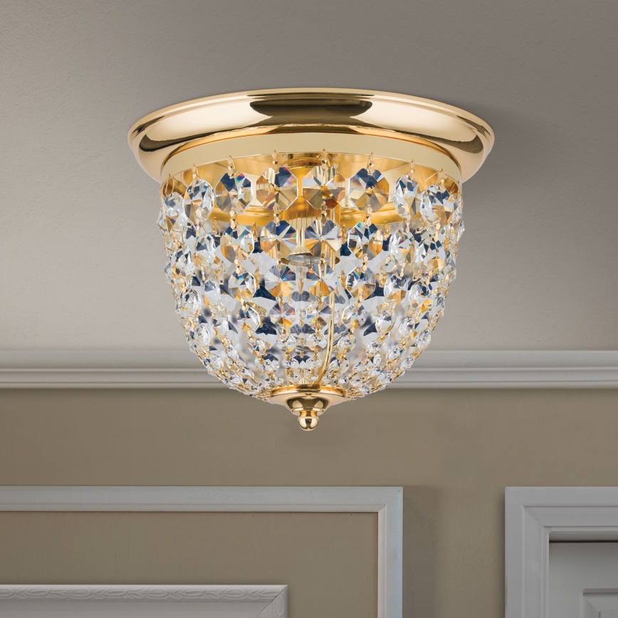 Iluminação de teto de cristal PLAFOND 1xE27/40W/230V diâmetro 26 cm dourado