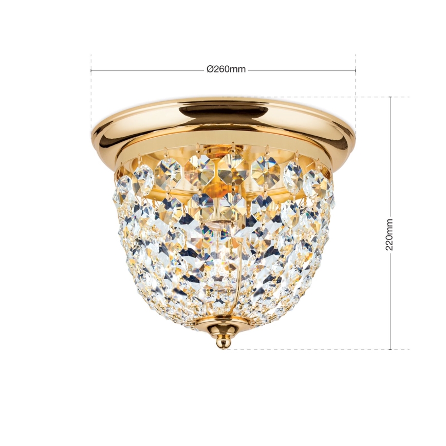 Iluminação de teto de cristal PLAFOND 1xE27/40W/230V diâmetro 26 cm dourado