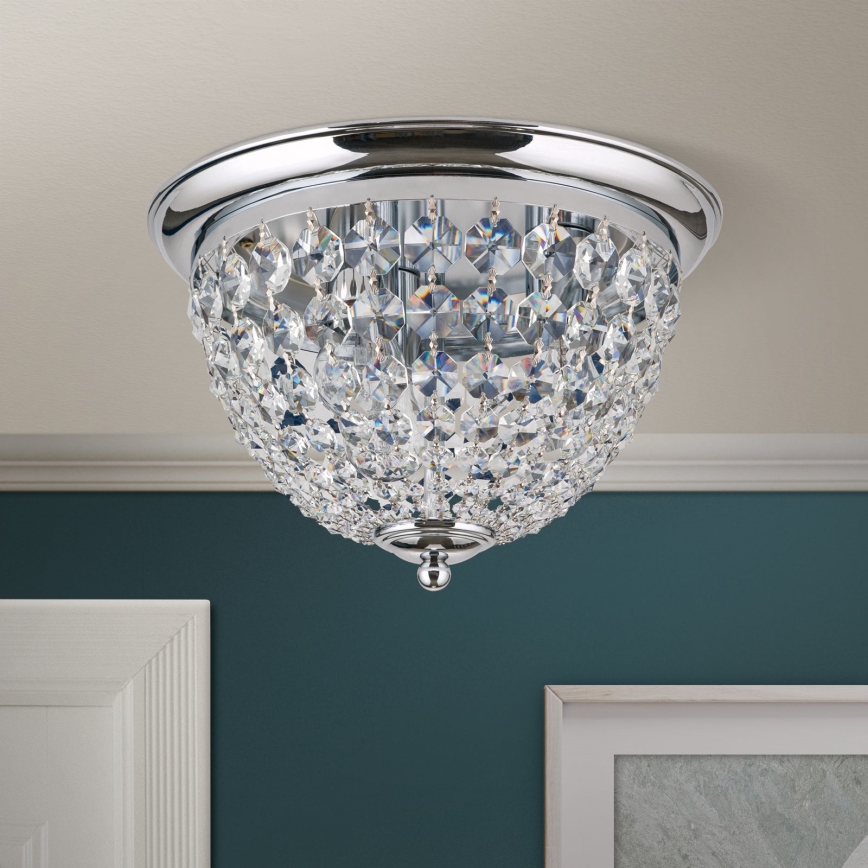 Iluminação de teto de cristal PLAFOND 3xE27/40W/230V diâmetro 35 cm cromado brilhante