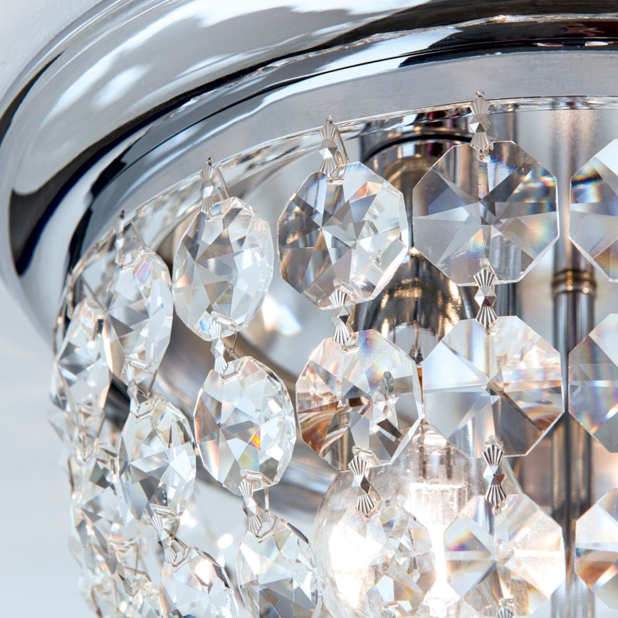 Iluminação de teto de cristal PLAFOND 3xE27/40W/230V diâmetro 35 cm cromado brilhante