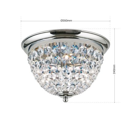 Iluminação de teto de cristal PLAFOND 3xE27/40W/230V diâmetro 35 cm cromado brilhante