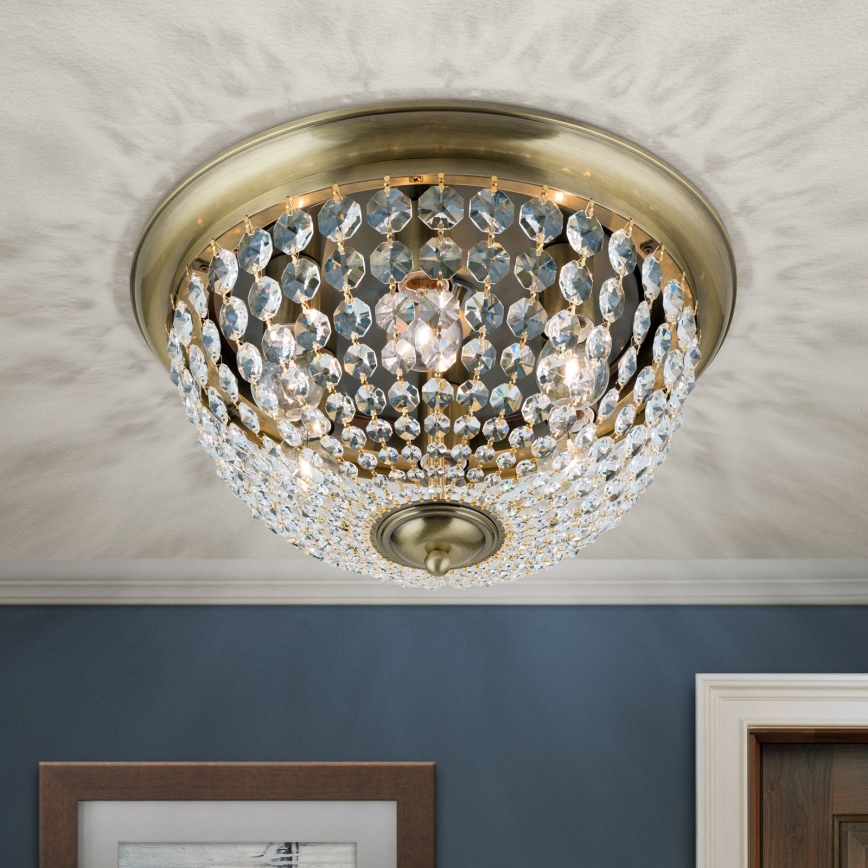 Iluminação de teto de cristal PLAFOND 6xE27/40W/230V diâmetro 47 cm bronze