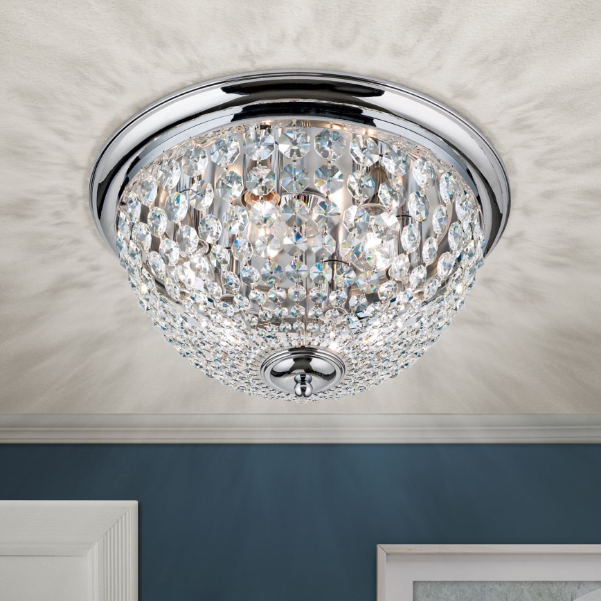 Iluminação de teto de cristal PLAFOND 6xE27/40W/230V diâmetro 47 cm cromado brilhante