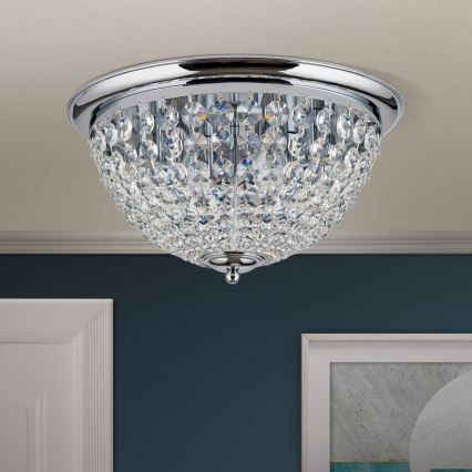Iluminação de teto de cristal PLAFOND 6xE27/40W/230V diâmetro 47 cm cromado brilhante