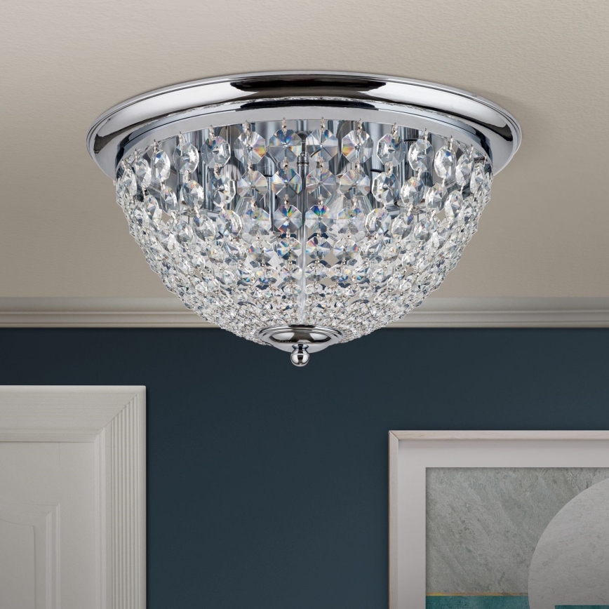 Iluminação de teto de cristal PLAFOND 6xE27/40W/230V diâmetro 47 cm cromado brilhante