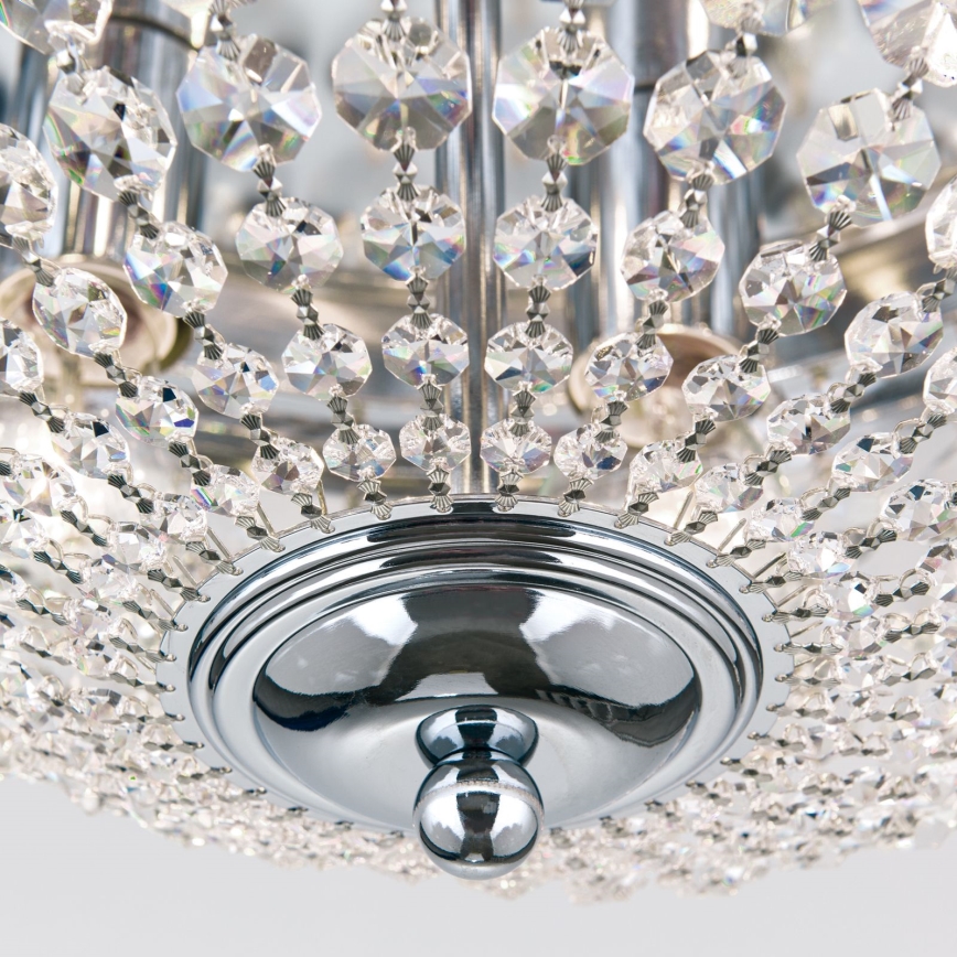 Iluminação de teto de cristal PLAFOND 6xE27/40W/230V diâmetro 47 cm cromado brilhante