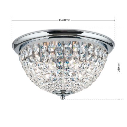 Iluminação de teto de cristal PLAFOND 6xE27/40W/230V diâmetro 47 cm cromado brilhante