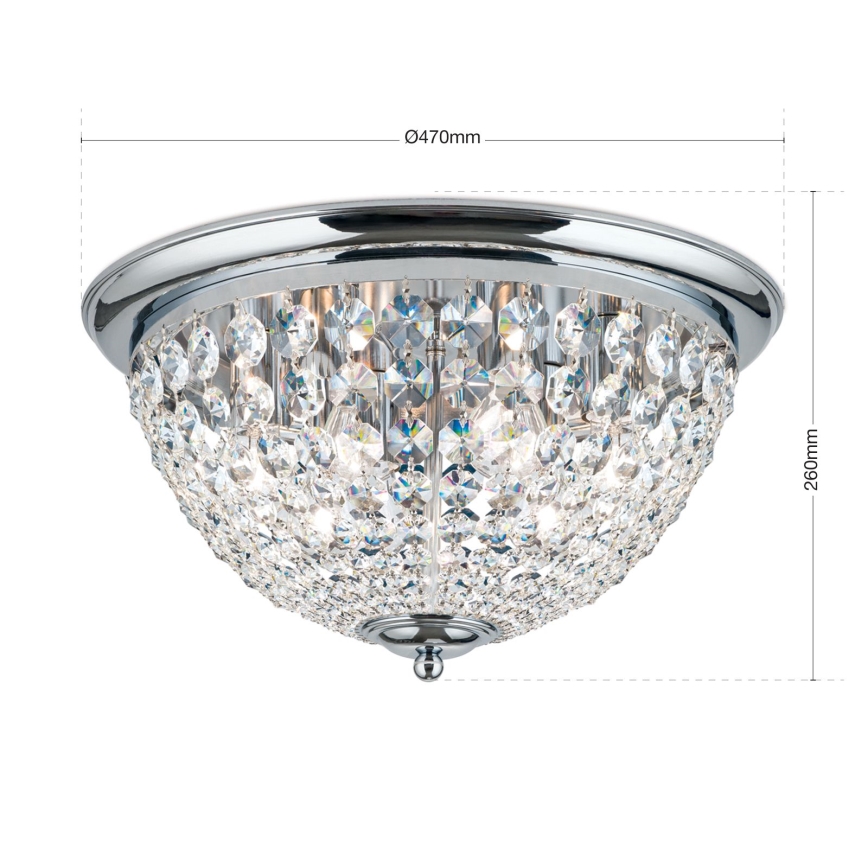 Iluminação de teto de cristal PLAFOND 6xE27/40W/230V diâmetro 47 cm cromado brilhante