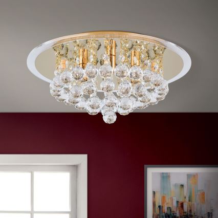 Iluminação de teto de cristal GLORIA 4xG9/40W/230V diâmetro 38 cm dourado