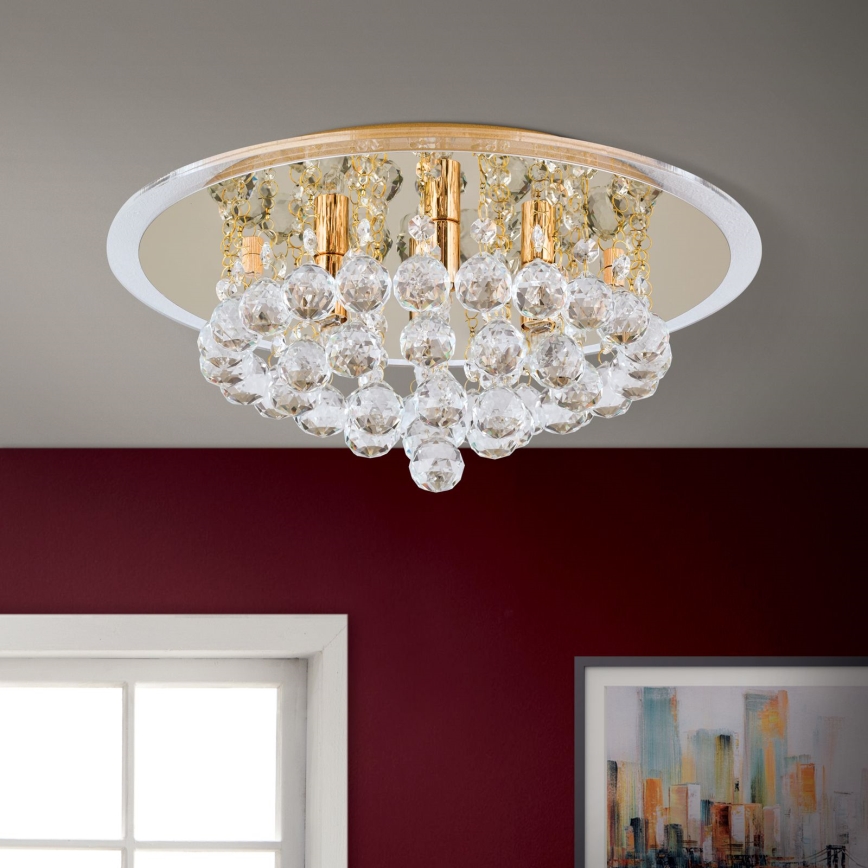 Iluminação de teto de cristal GLORIA 4xG9/40W/230V diâmetro 38 cm dourado