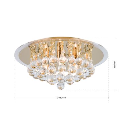 Iluminação de teto de cristal GLORIA 4xG9/40W/230V diâmetro 38 cm dourado