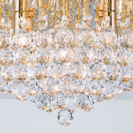 Iluminação de teto em cristal GLORIA 9xG9/40W/230V diâmetro 62 cm dourado