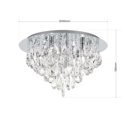 Iluminação de teto em cristal CELESTE 6xG9/40W/230V diâmetro 45 cm cromado brilhante