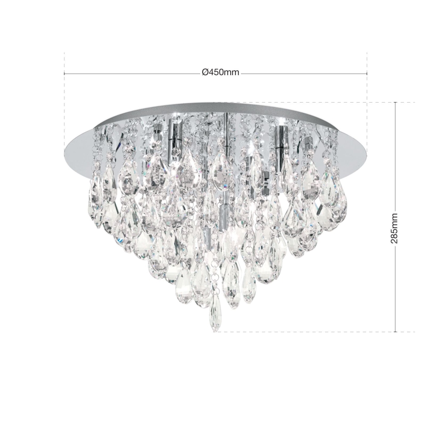 Iluminação de teto em cristal CELESTE 6xG9/40W/230V diâmetro 45 cm cromado brilhante