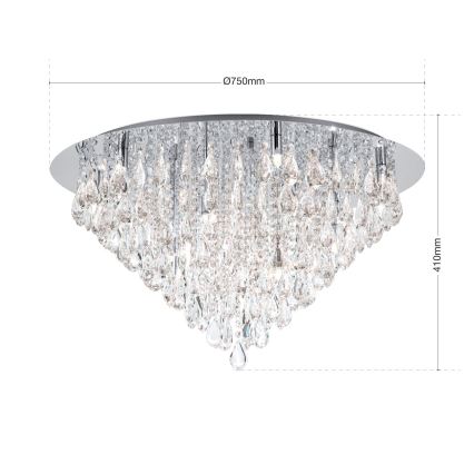 Iluminação de teto em cristal CELESTE 12xG9/40W/230V diâmetro 75 cm cromado brilhante