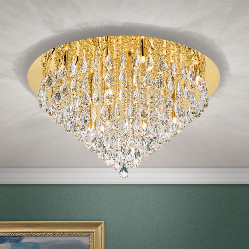 Iluminação de teto em cristal CELESTE 12xG9/40W/230V diâmetro 75 cm dourado