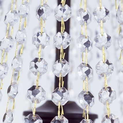 Candeeiro suspenso de cristal ARILA 3xE27/60W/230V diâmetro 40 cm castanho/pátina