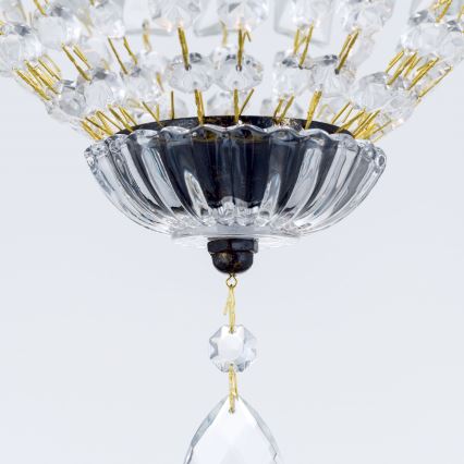 Candeeiro suspenso de cristal ARILA 1xE27/60W/230V diâmetro 25 cm castanho/pátina