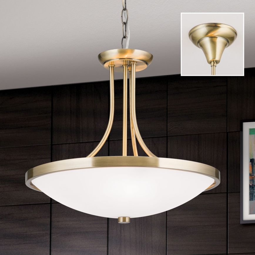 Candeeiro suspenso AIDA 3xE27/60W/230V diâmetro 39,5 cm latão