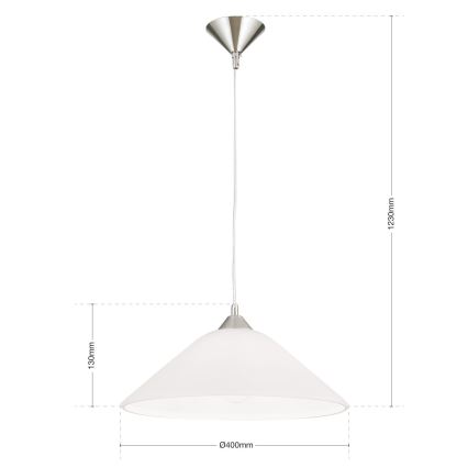 Candeeiro suspenso GRADO 1xE27/60W/230V diâmetro 40 cm cromado mate