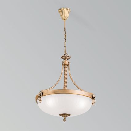 Candeeiro suspenso ROCCA 3xE27/60W/230V diâmetro 42 cm bronze/branco